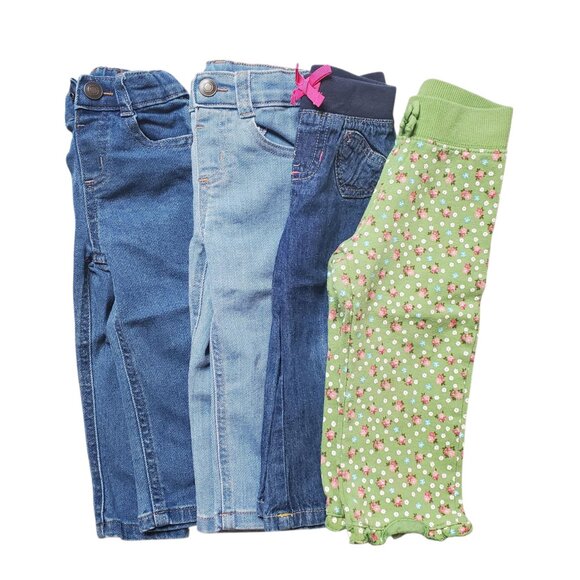 Infant Toddler Girl 18m 4 Piece Jeans Pants Fall Winter Clothing Bundle - Picture 1 of 8